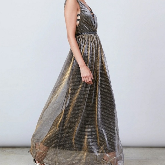 NWT Allen Schwartz Metallic Evening Gown - Picture 1 of 6